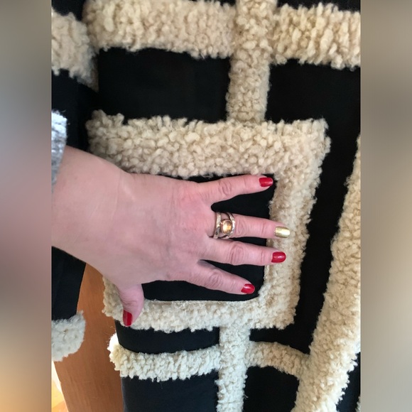 NWT Rebecca Minkoff M Boho Vegan Suede Shearling Wool Designer Coat Black $398 - Picture 10 of 15